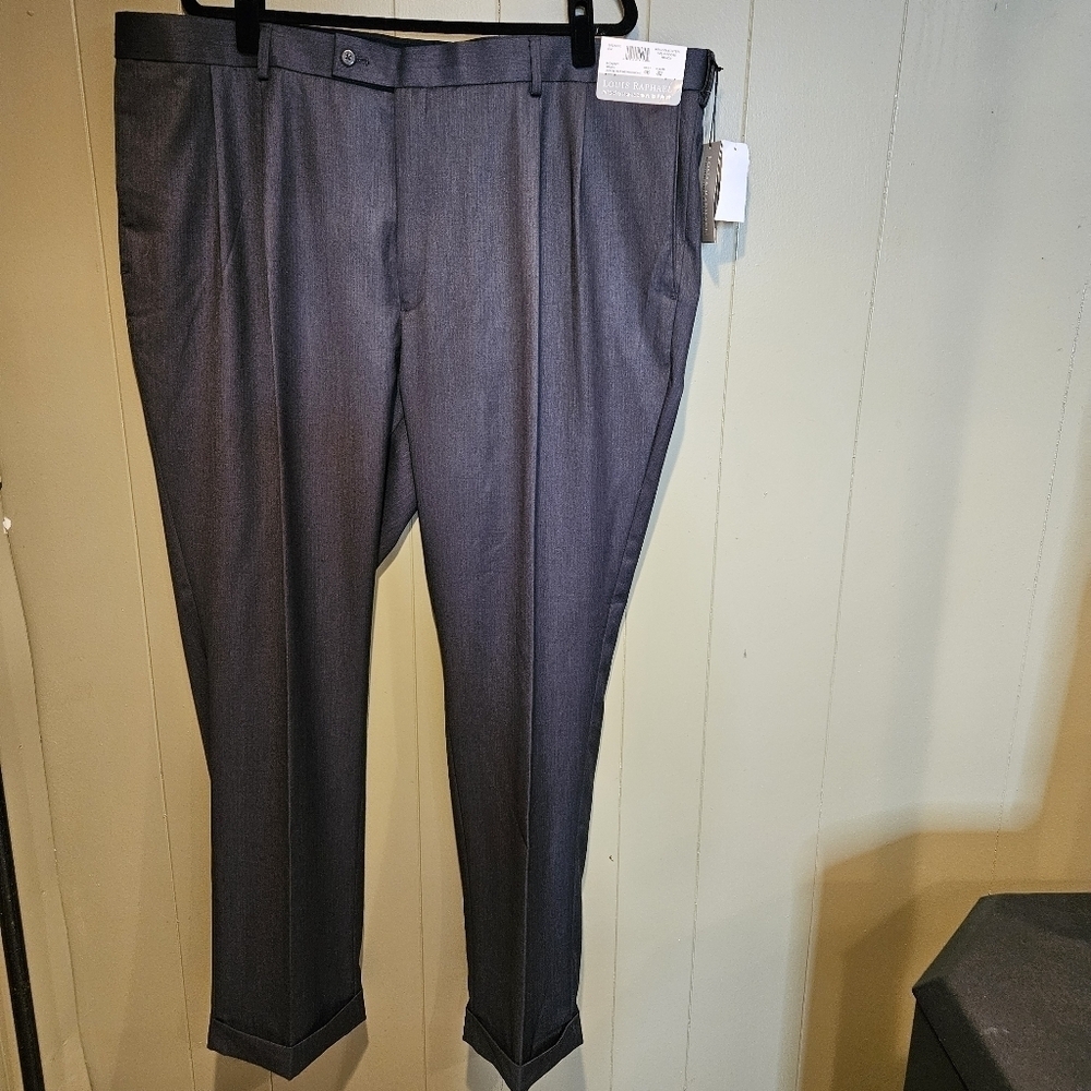 Louis Raphael Tailored Slacks, Men, Size 46 x 32, Blue/Gray, Waist Extenders - Picture 2 of 8